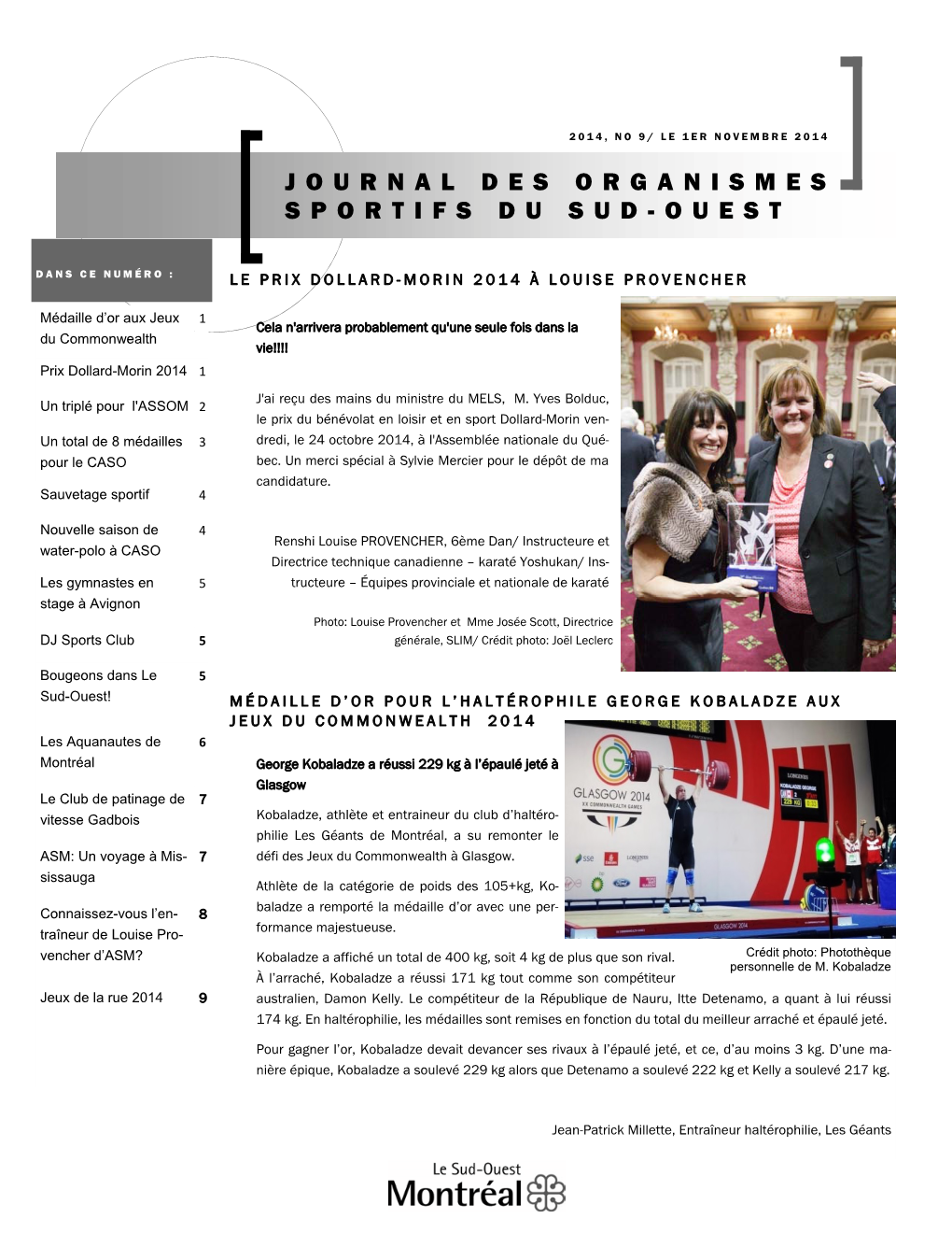 Journal Des Organismes Sportifs Octobre 2014