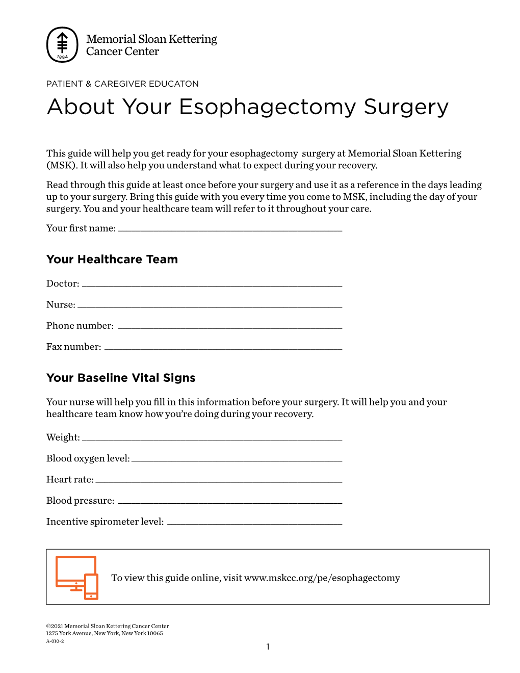 About Your Esophagectomy Surgery