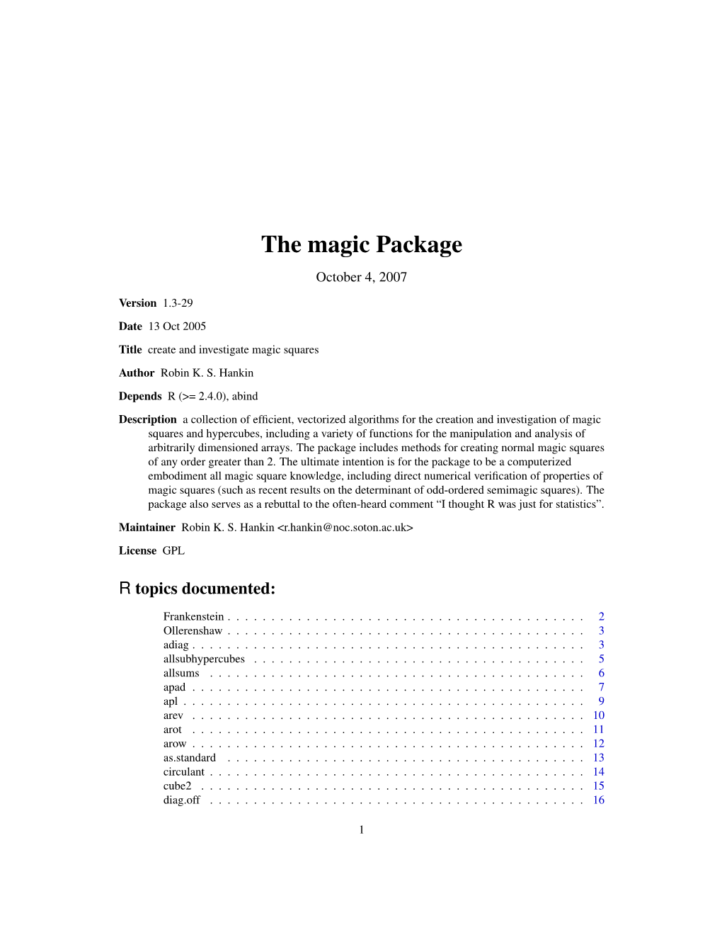 The Magic Package October 4, 2007
