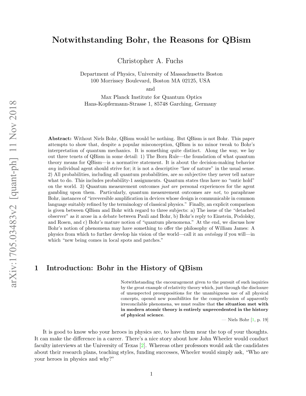 Notwithstanding Bohr, the Reasons for Qbism