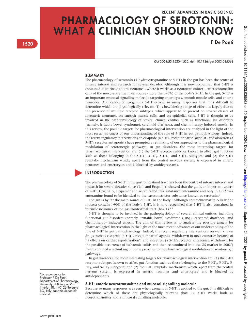 Pharmacology of Serotonin: What a Clinician Should Know