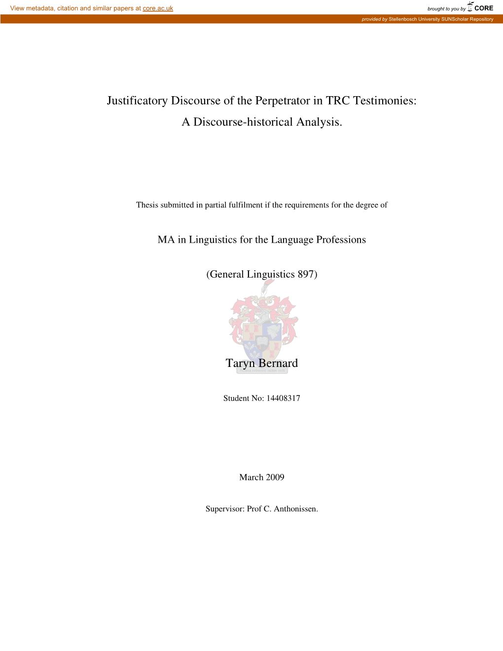 Justificatory Discourse of the Perpetrator in TRC Testimonies: a Discourse-Historical Analysis