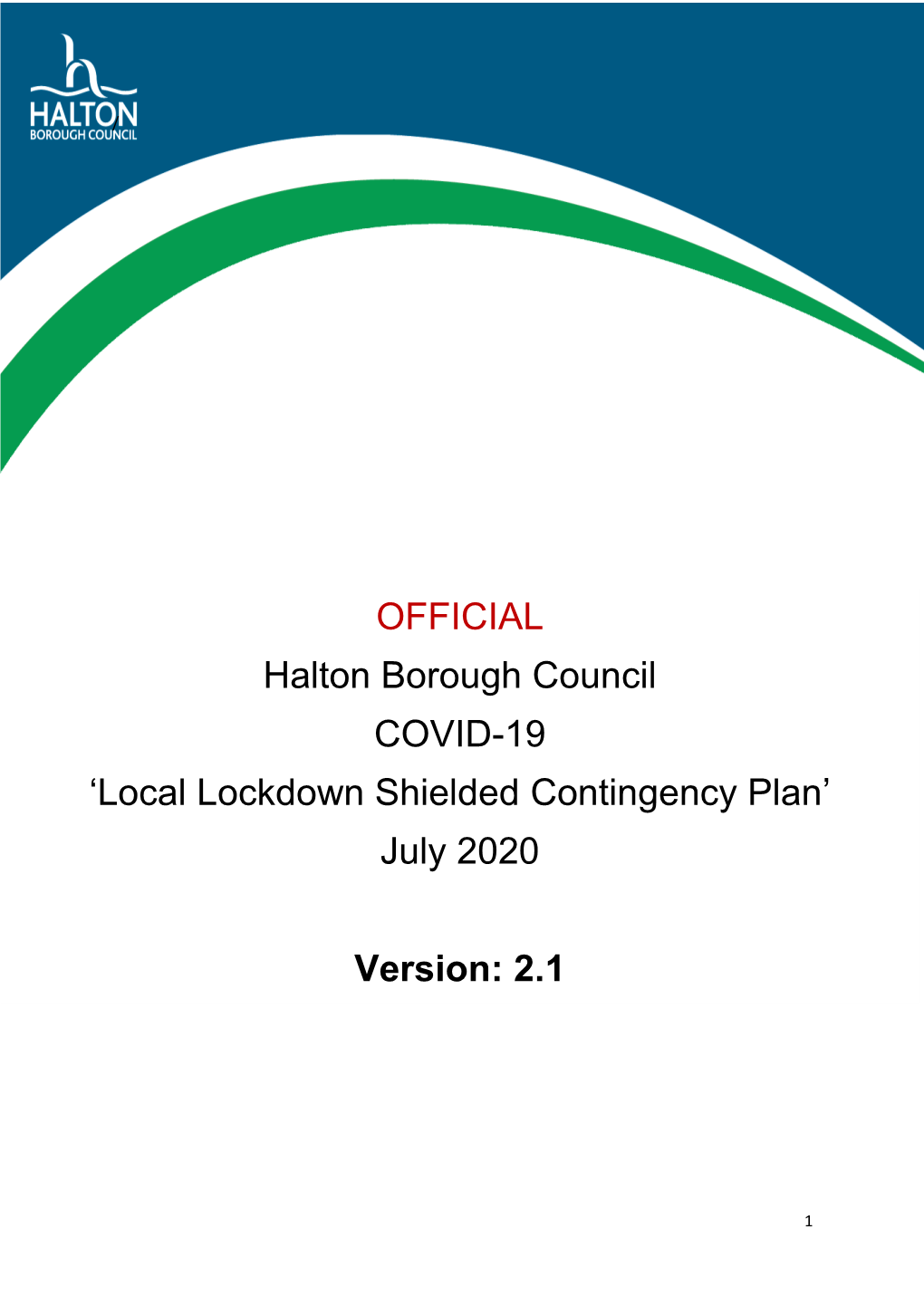 'Local Lockdown Shielded Contingency Plan' July 2020 Version