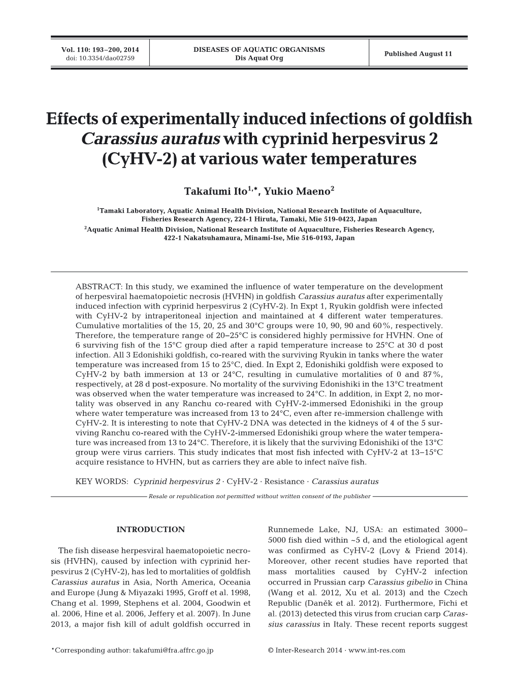 Disease of Aquatic Organisms 110:193