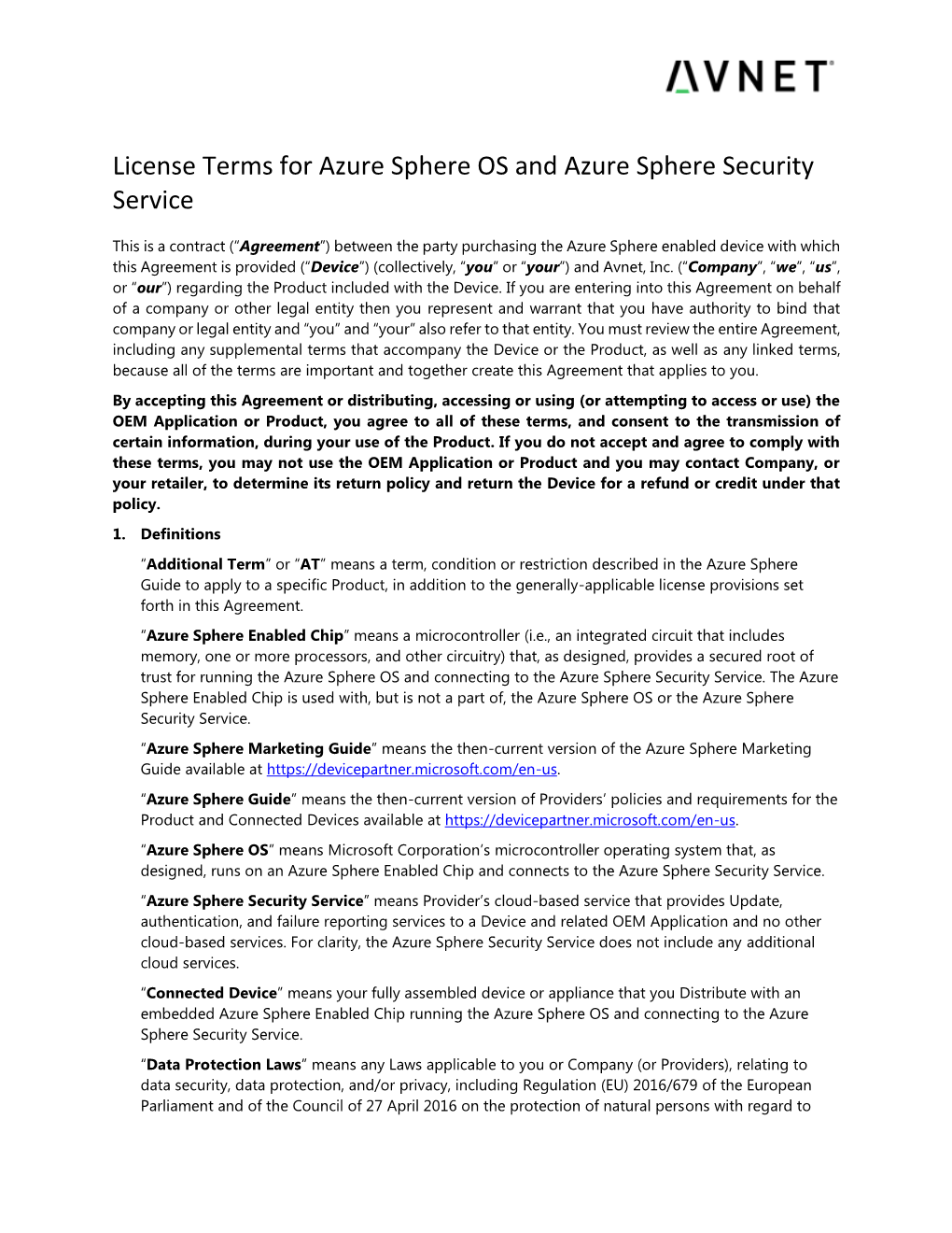 License Terms for Azure Sphere OS and Azure Sphere Security Service