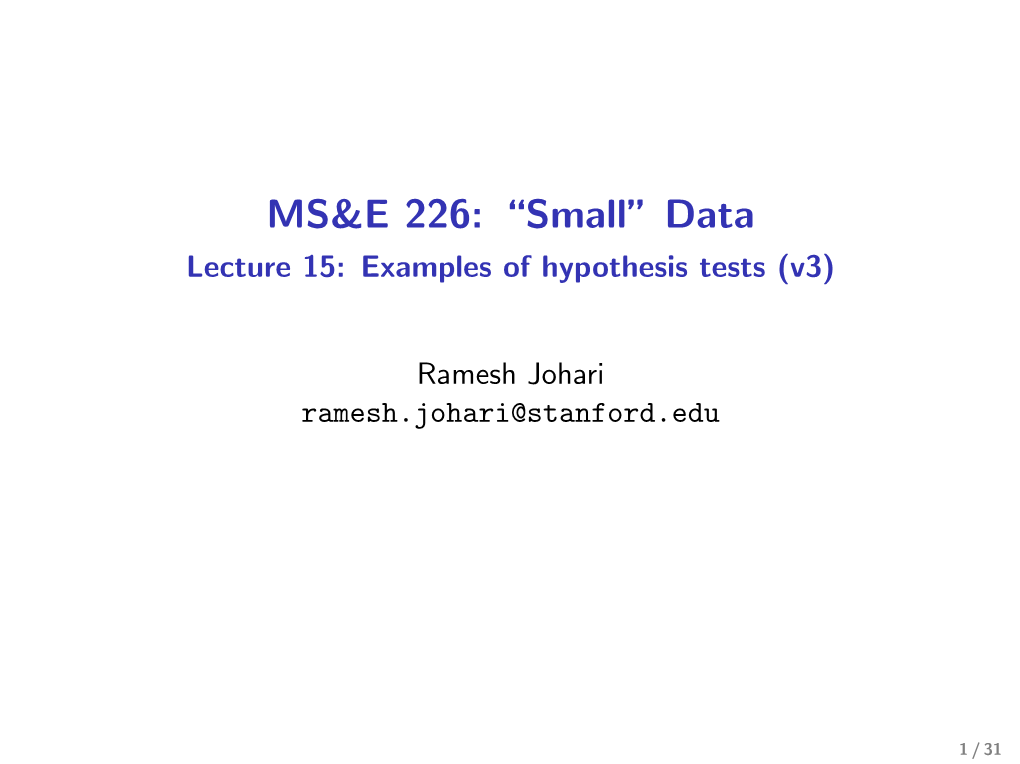 Lecture 15: Examples of Hypothesis Tests (V3)