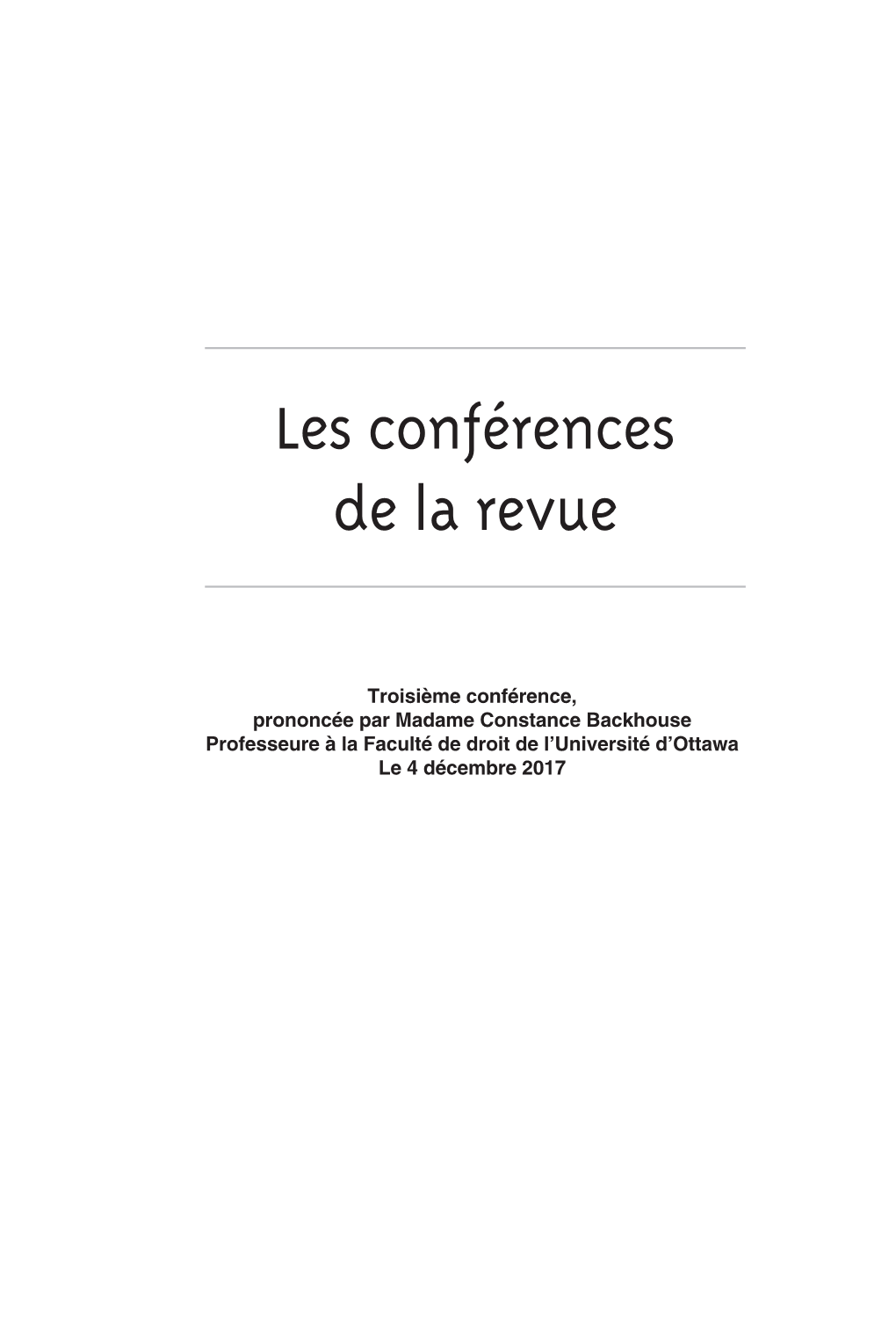 Les Conférences De La Revue