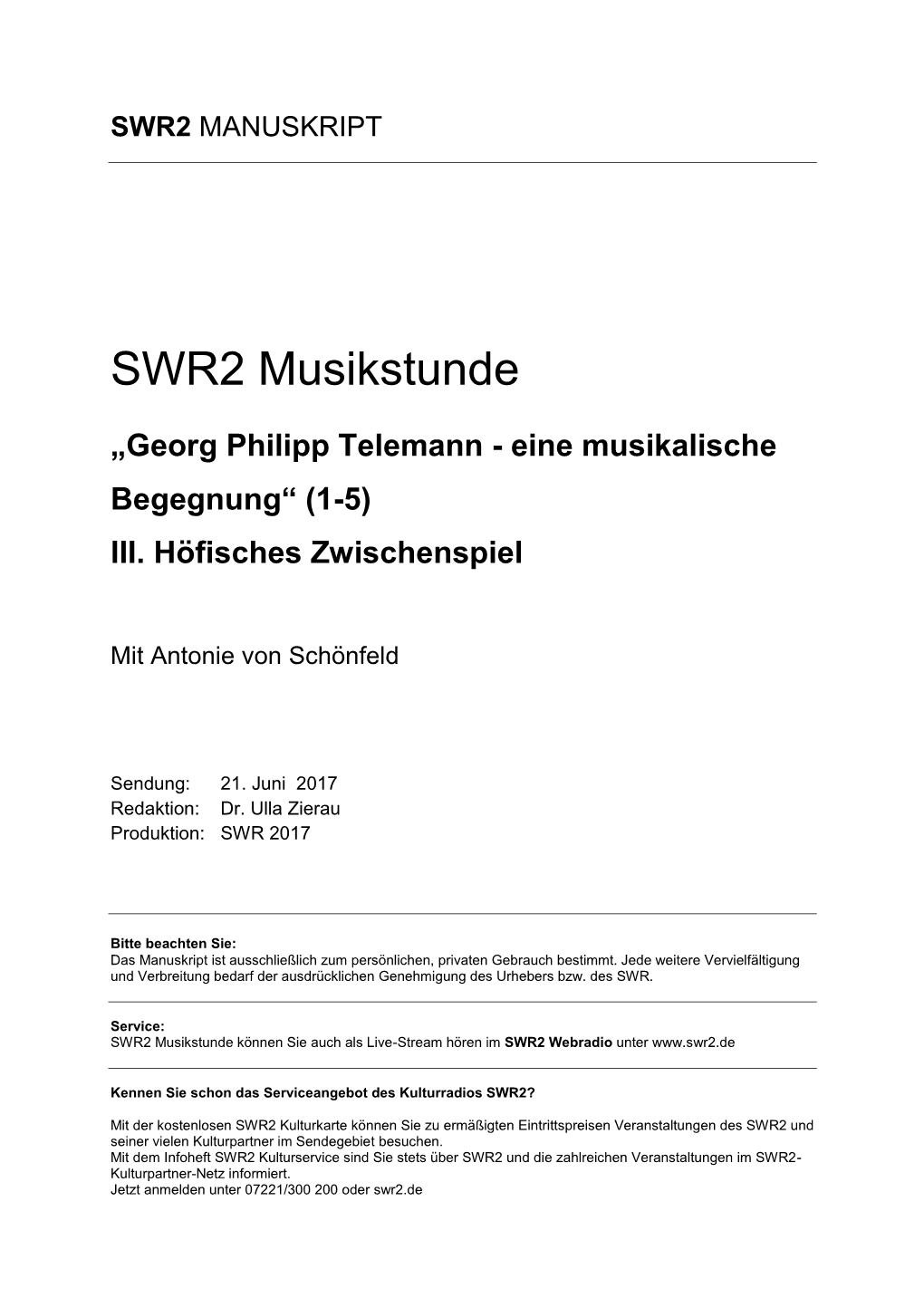 SWR2 Musikstunde