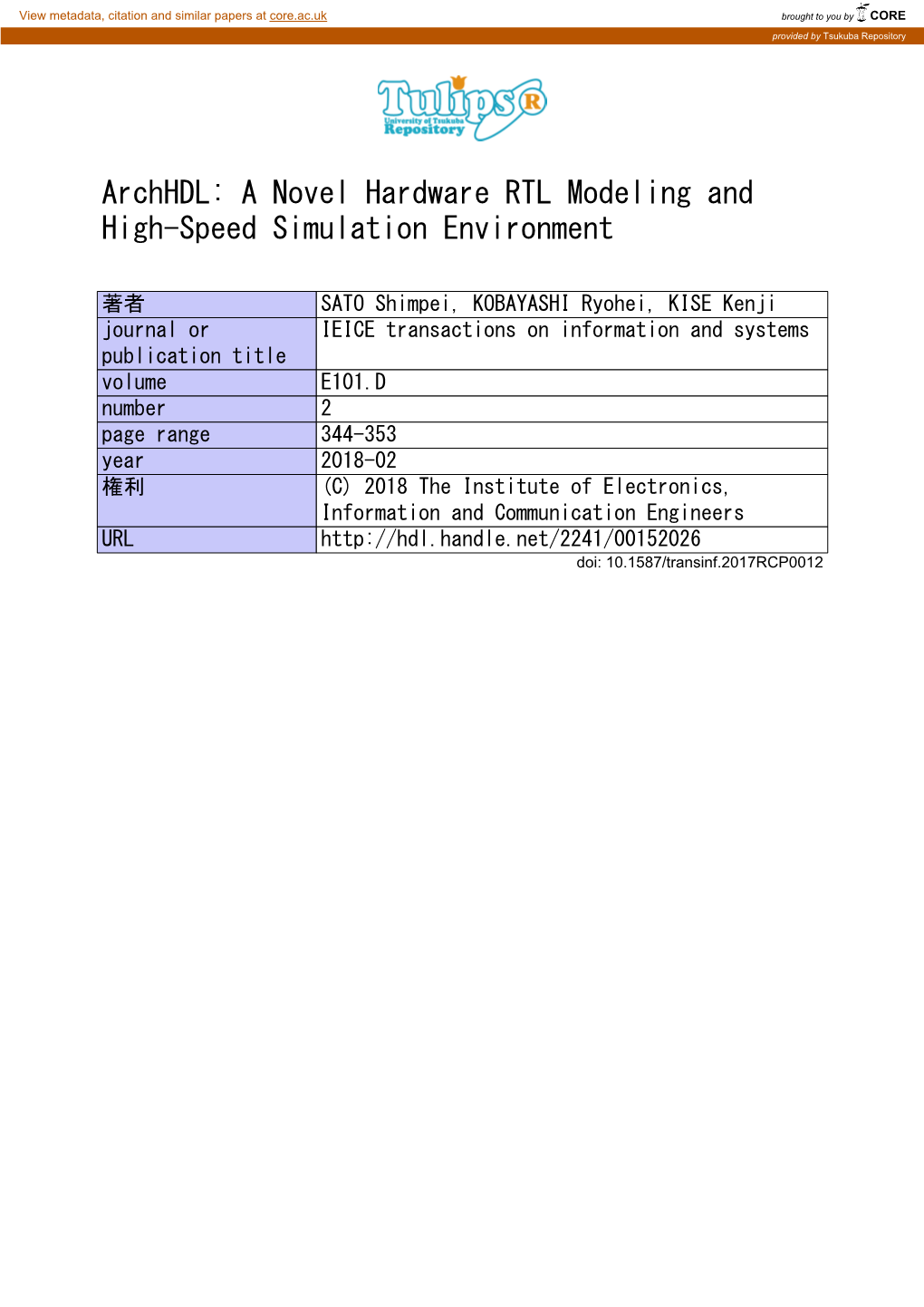 Archhdl: a Novel Hardware RTL Modeling and High-Speed Simulation Environment