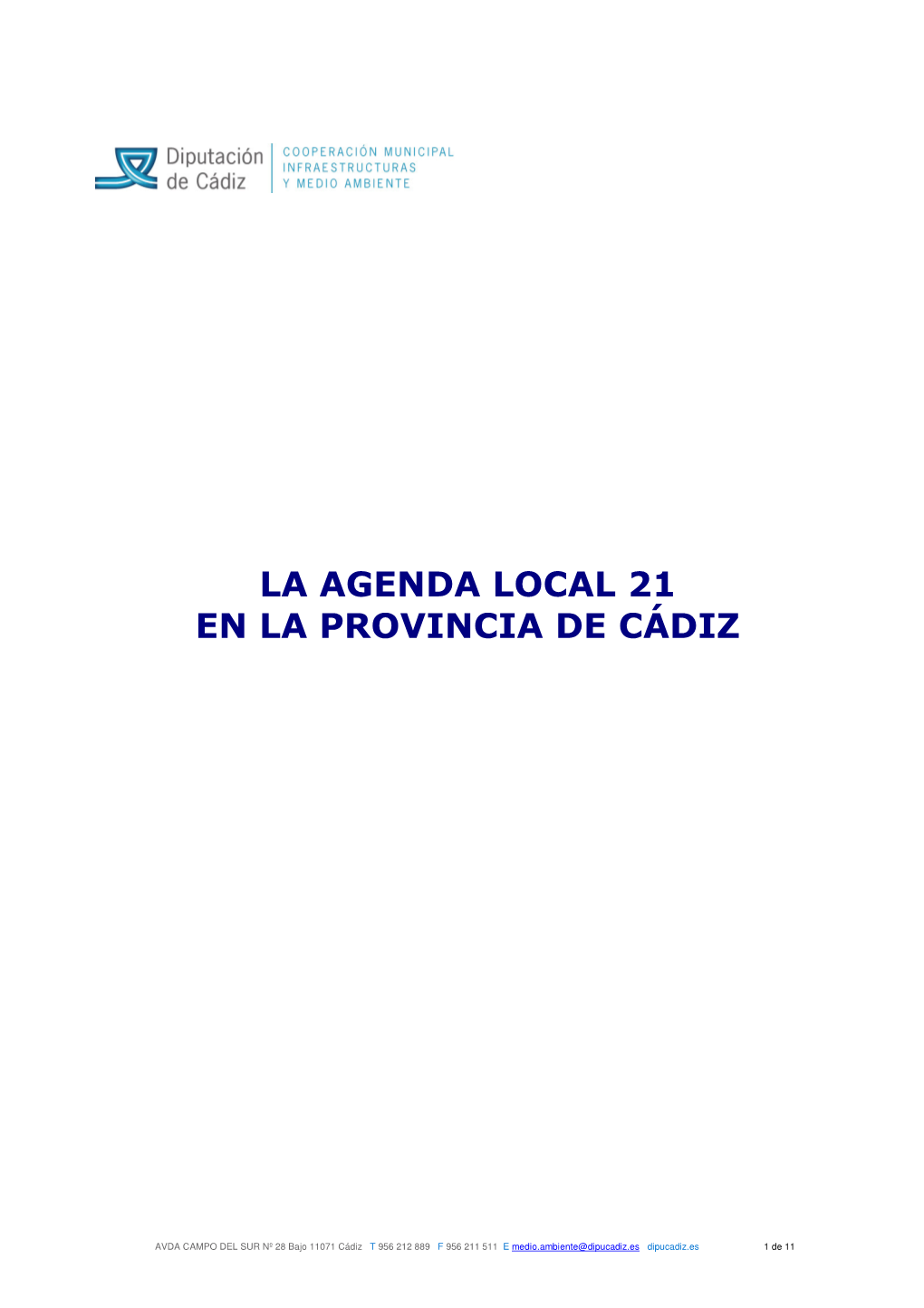 La Agenda Local 21 En La Provincia De Cádiz