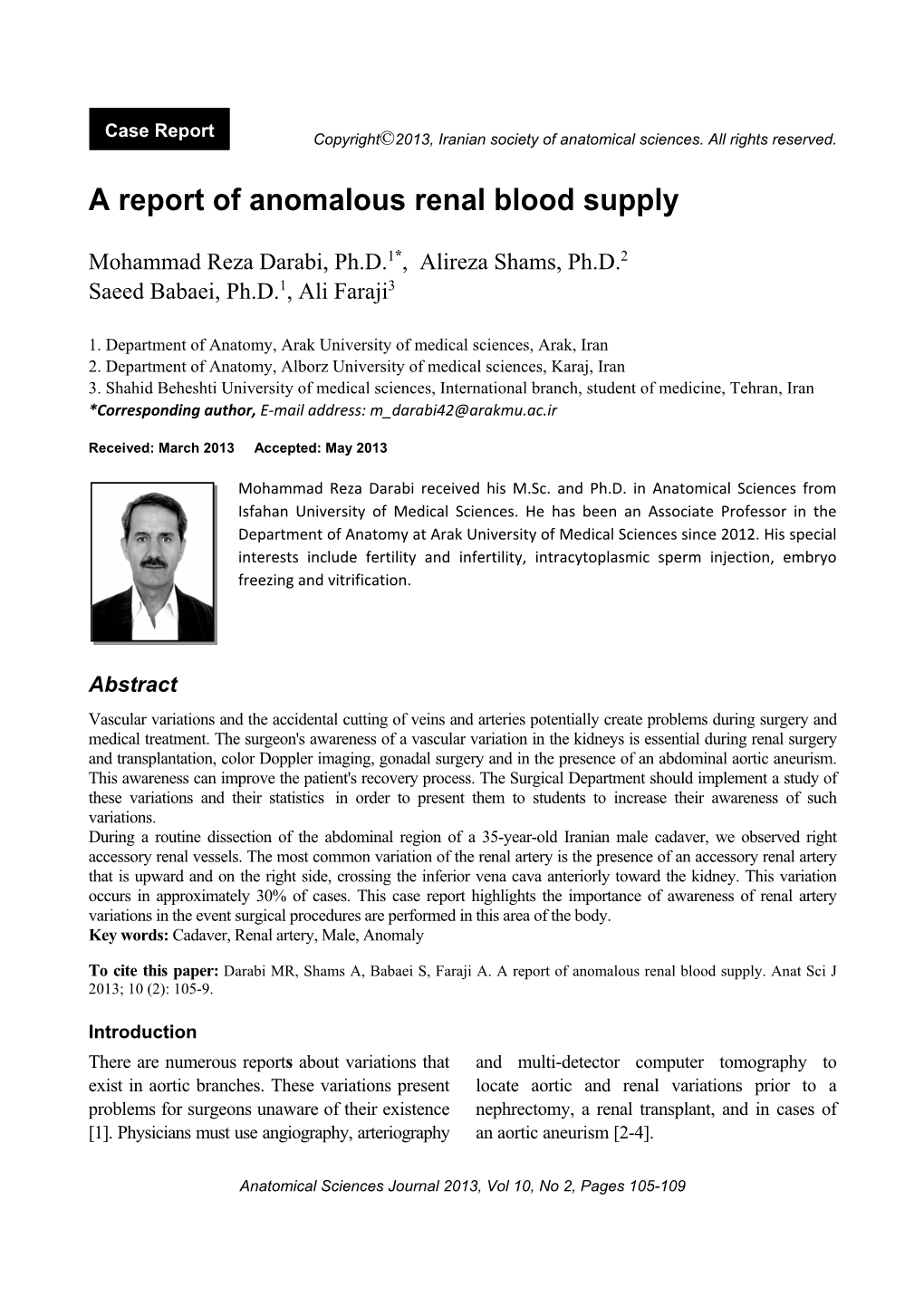 A Report of Anomalous Renal Blood Supply