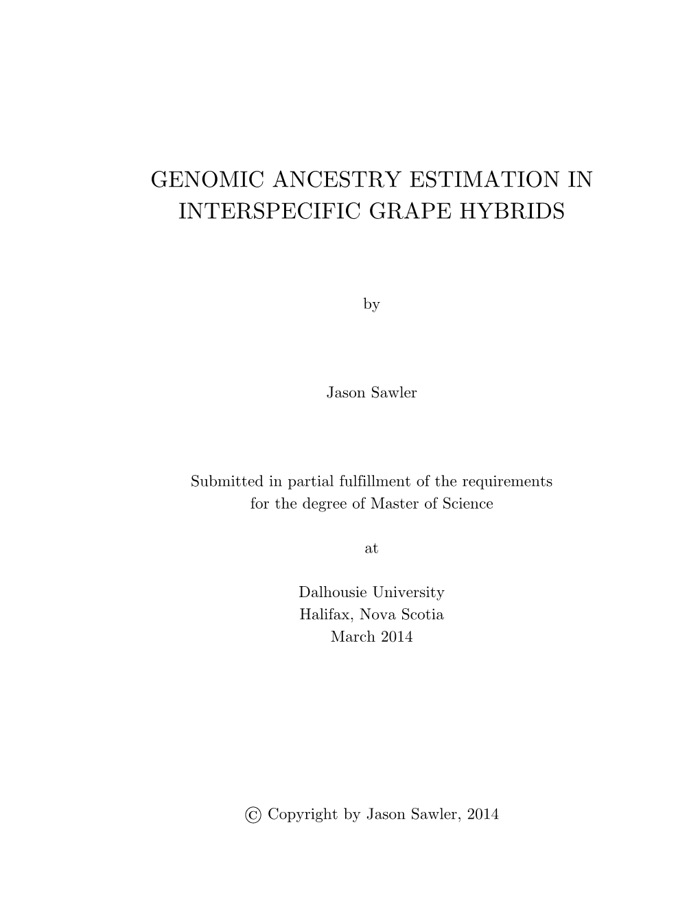 Genomic Ancestry Estimation in Interspecific Grape Hybrids