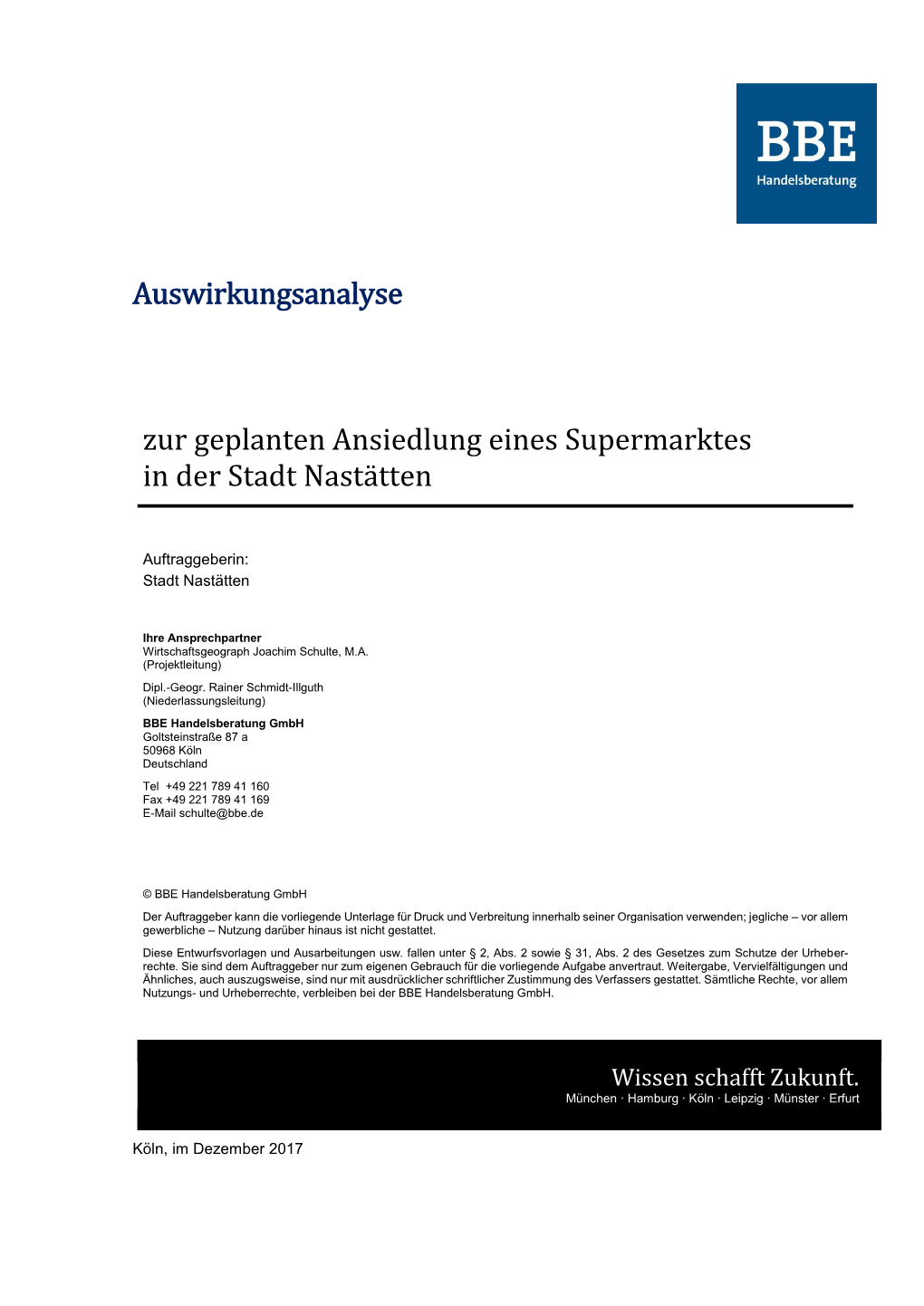 Auswirkungsanalyse Zur Geplanten Ansiedlung Eines Supermarktes In