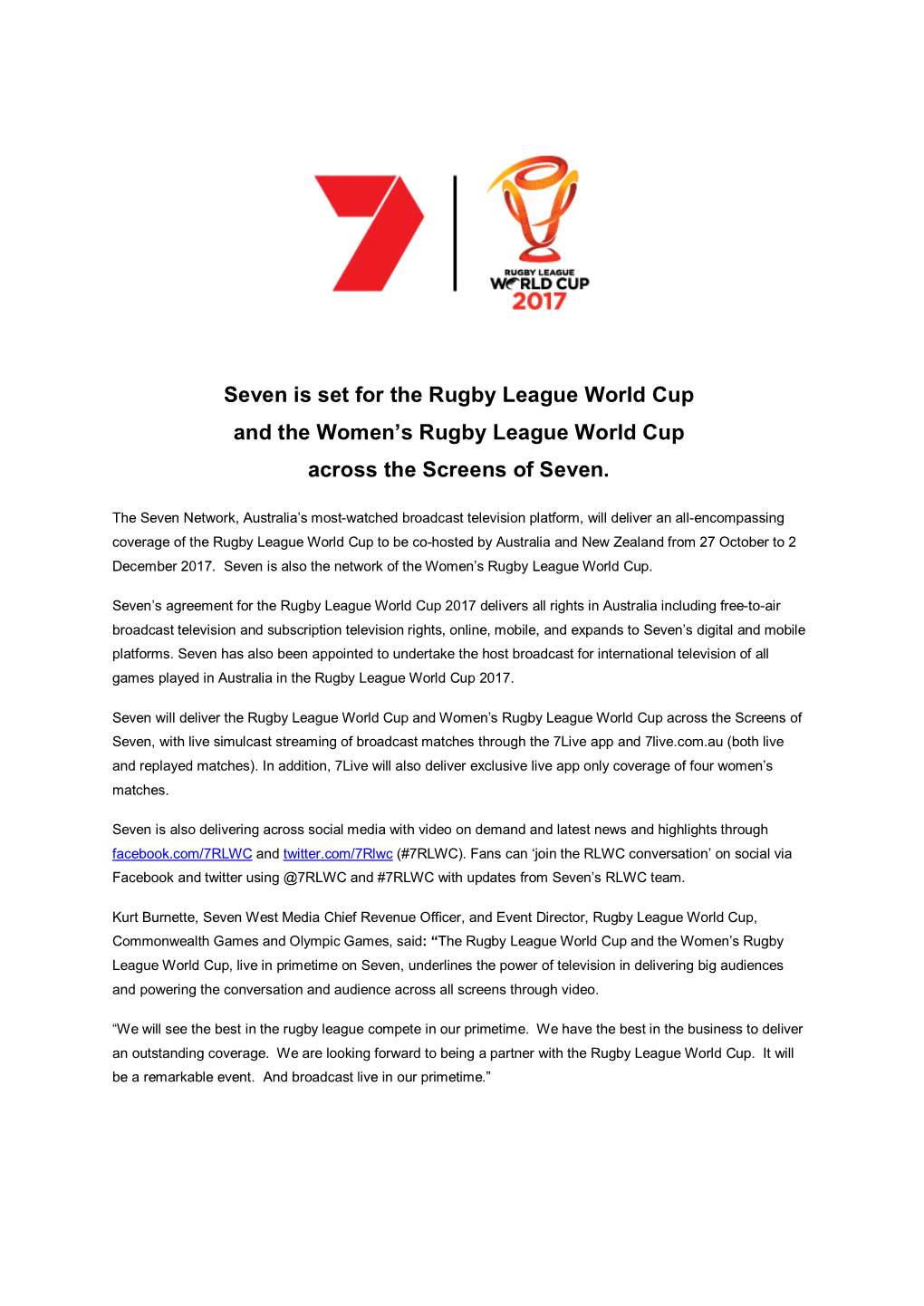 Seven Is Set for the Rugby League World Cup and the Women's Rugby