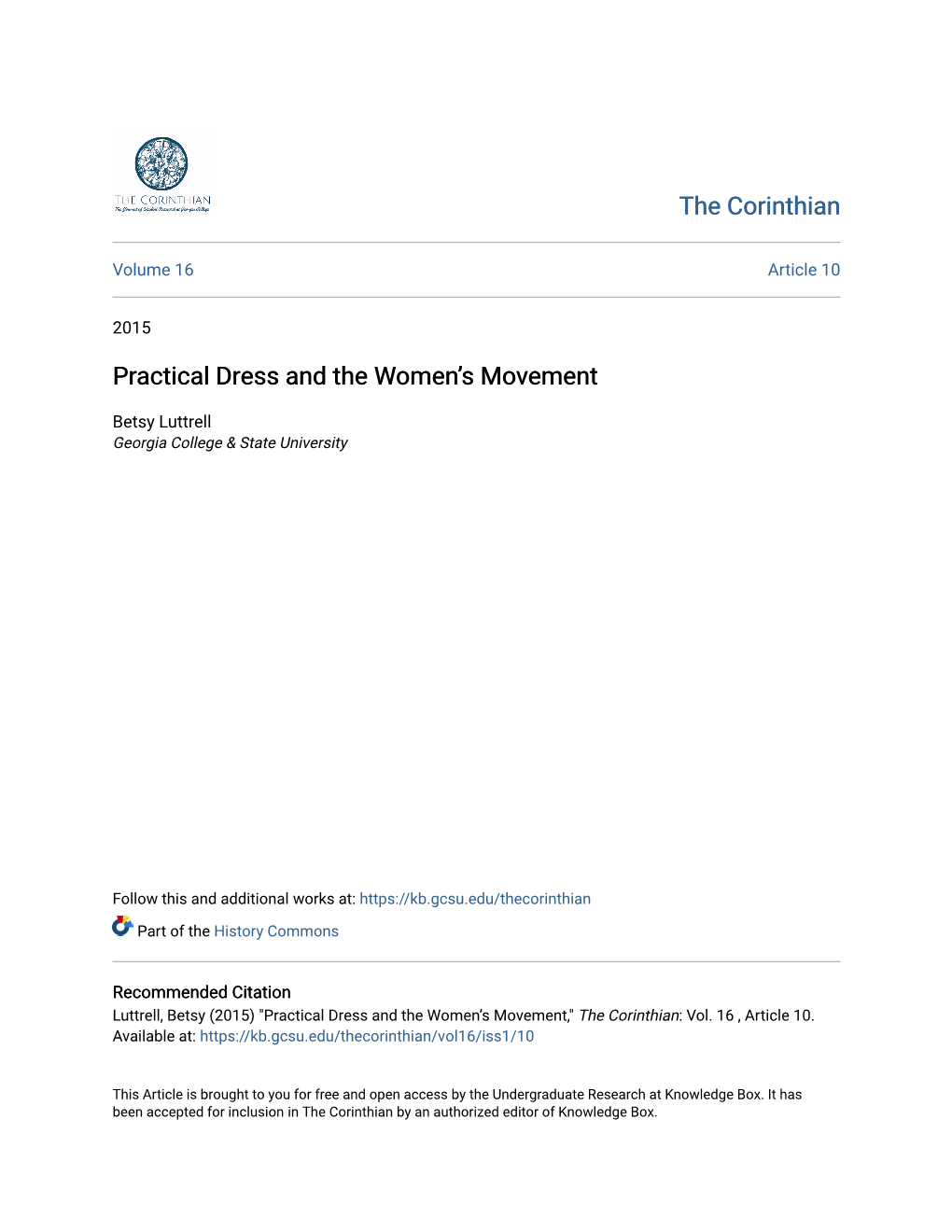 Practical Dress and the Womenâ•Žs Movement