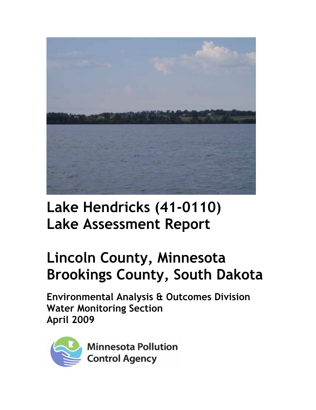 Lake Hendricks (41-0110) Lake Assessment Report (2009)