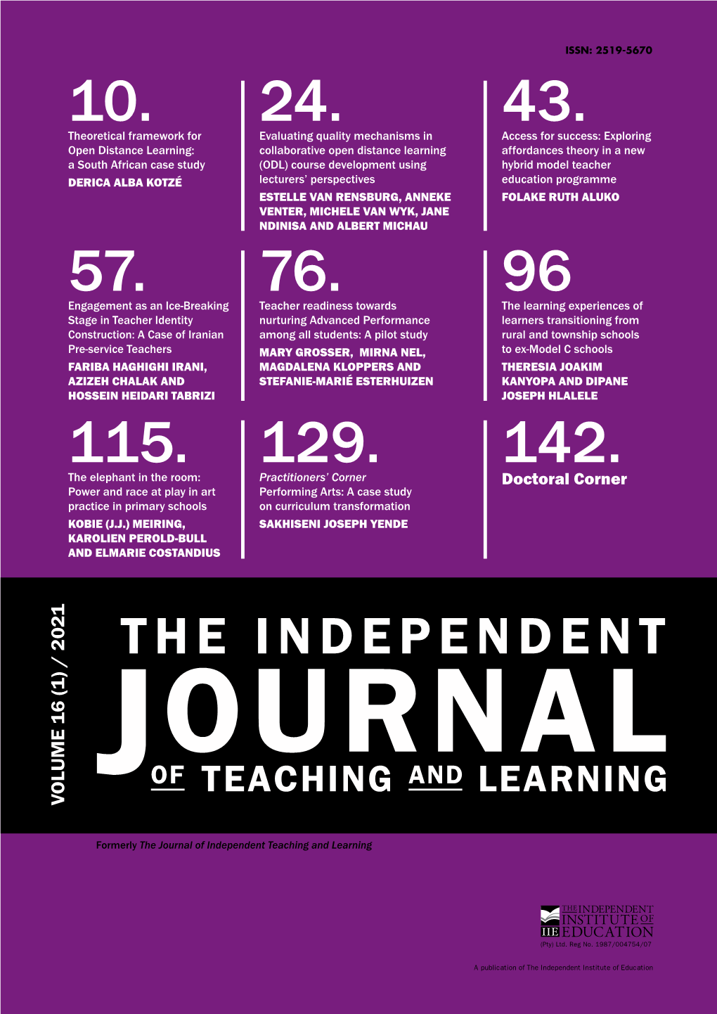 The Independent Journal of Teaching and Learning