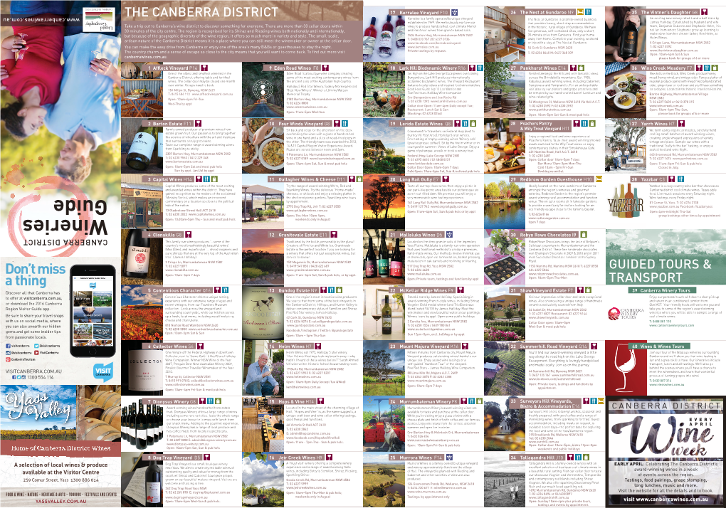 Canberra District Wineries Guide 170213.Indd