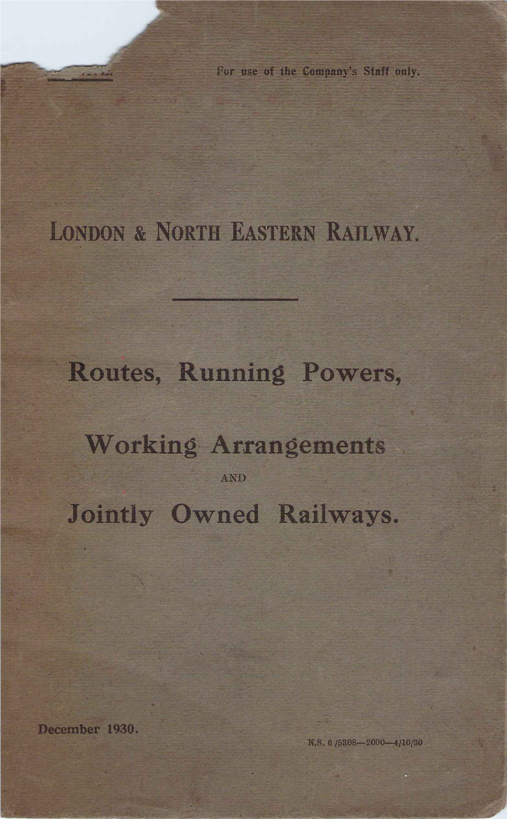 LONDON & NORTH EASTERN RAILWAY. Routes, Running