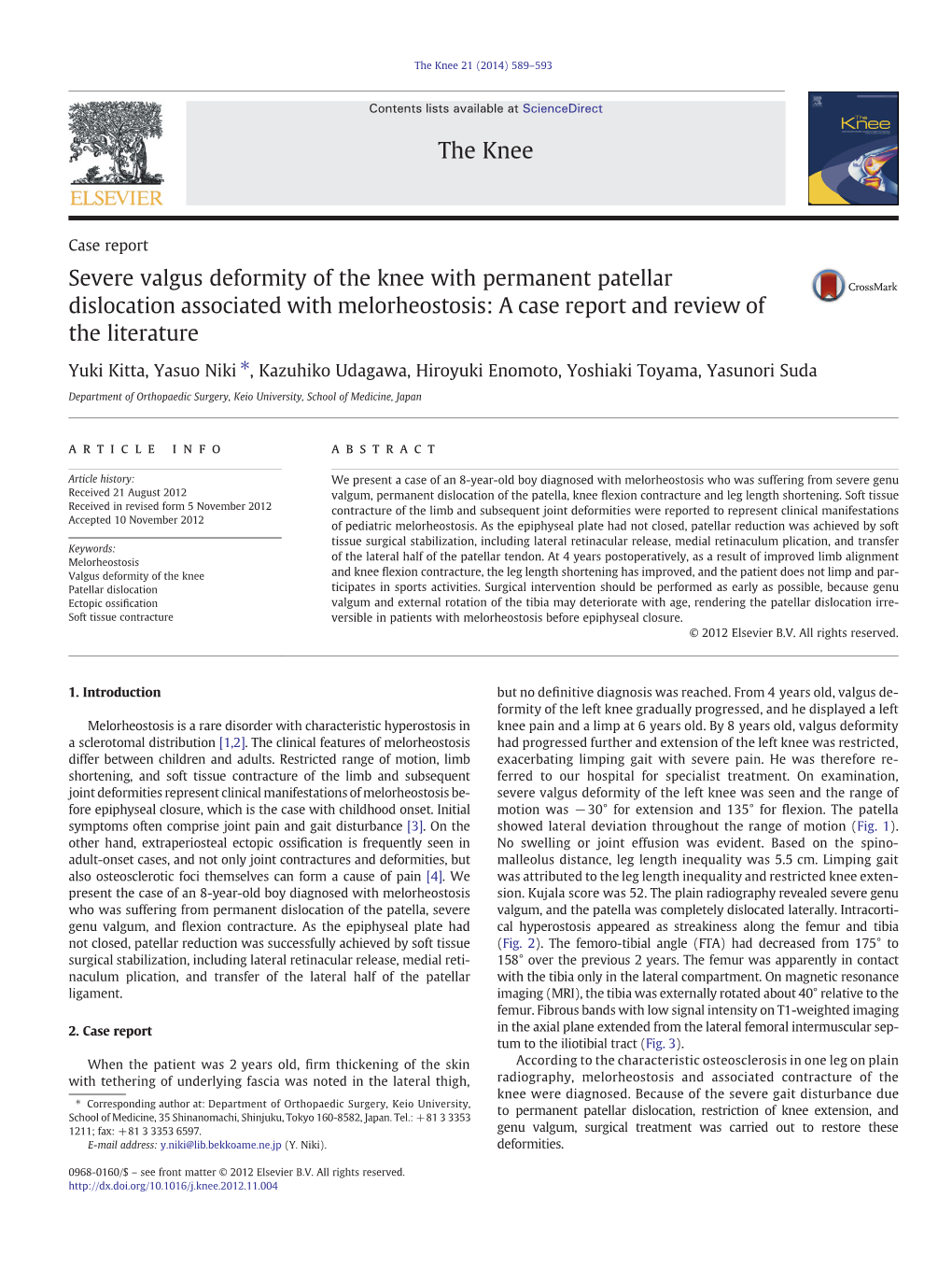 Severe Valgus Deformity of the Knee with Permanent Patellar Dislocation Associated with Melorheostosis: a Case Report and Review of the Literature