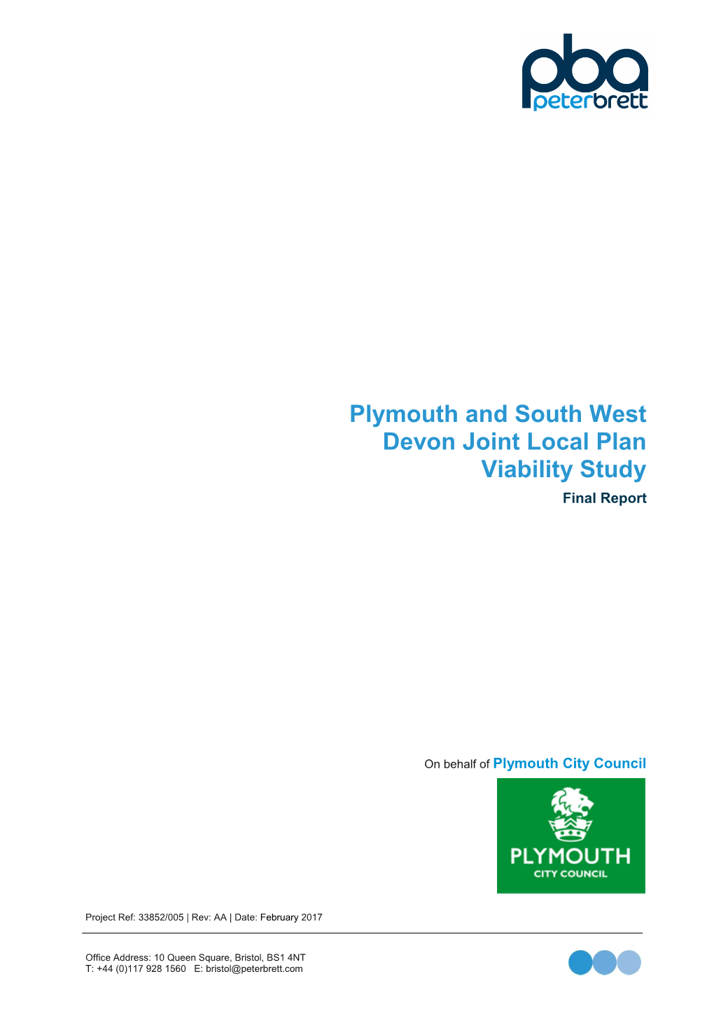 Plymouth and South West Devon Joint Local Plan Viability Study Final Report