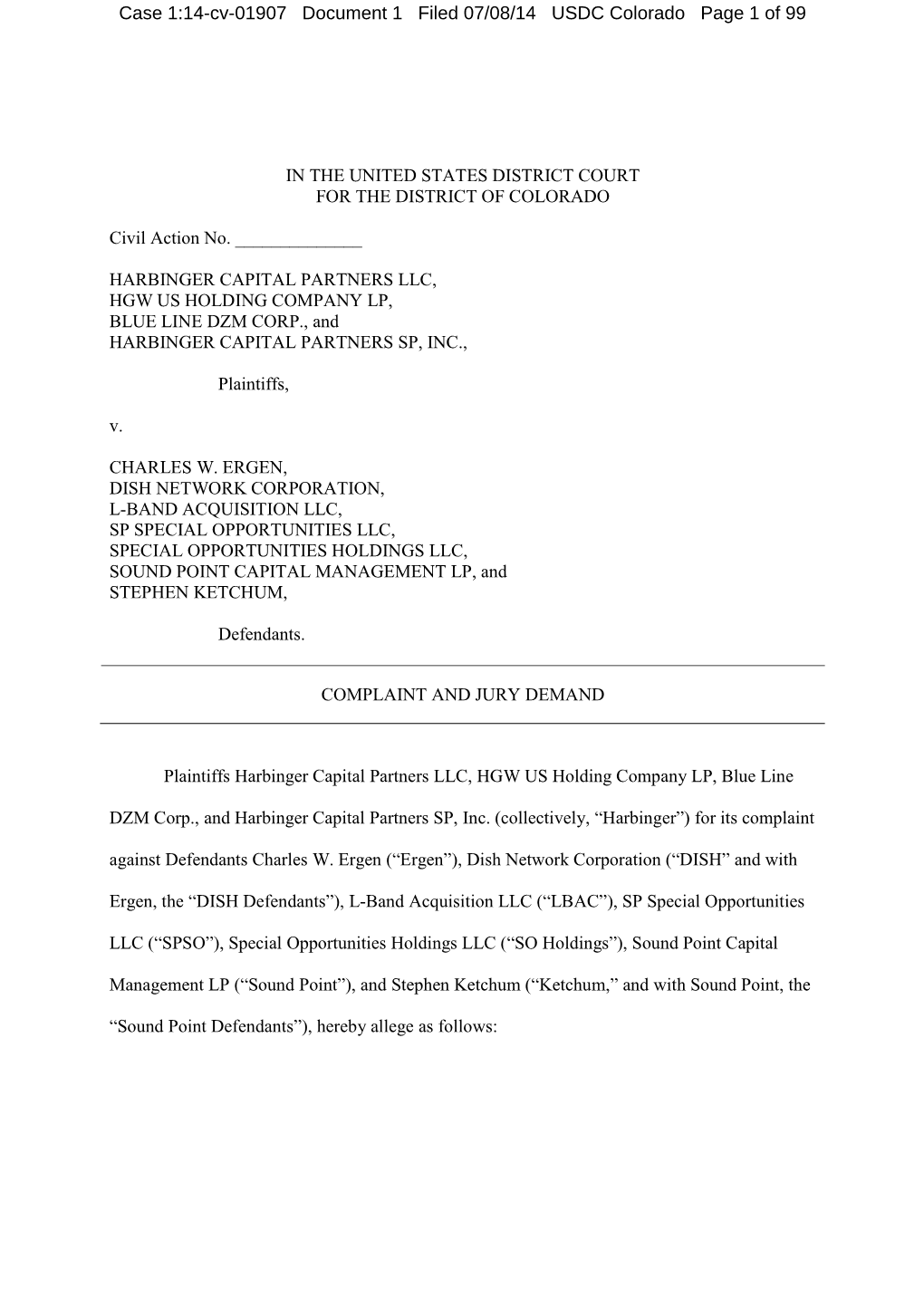 Case 1:14-Cv-01907 Document 1 Filed 07/08/14 USDC Colorado Page 1 of 99