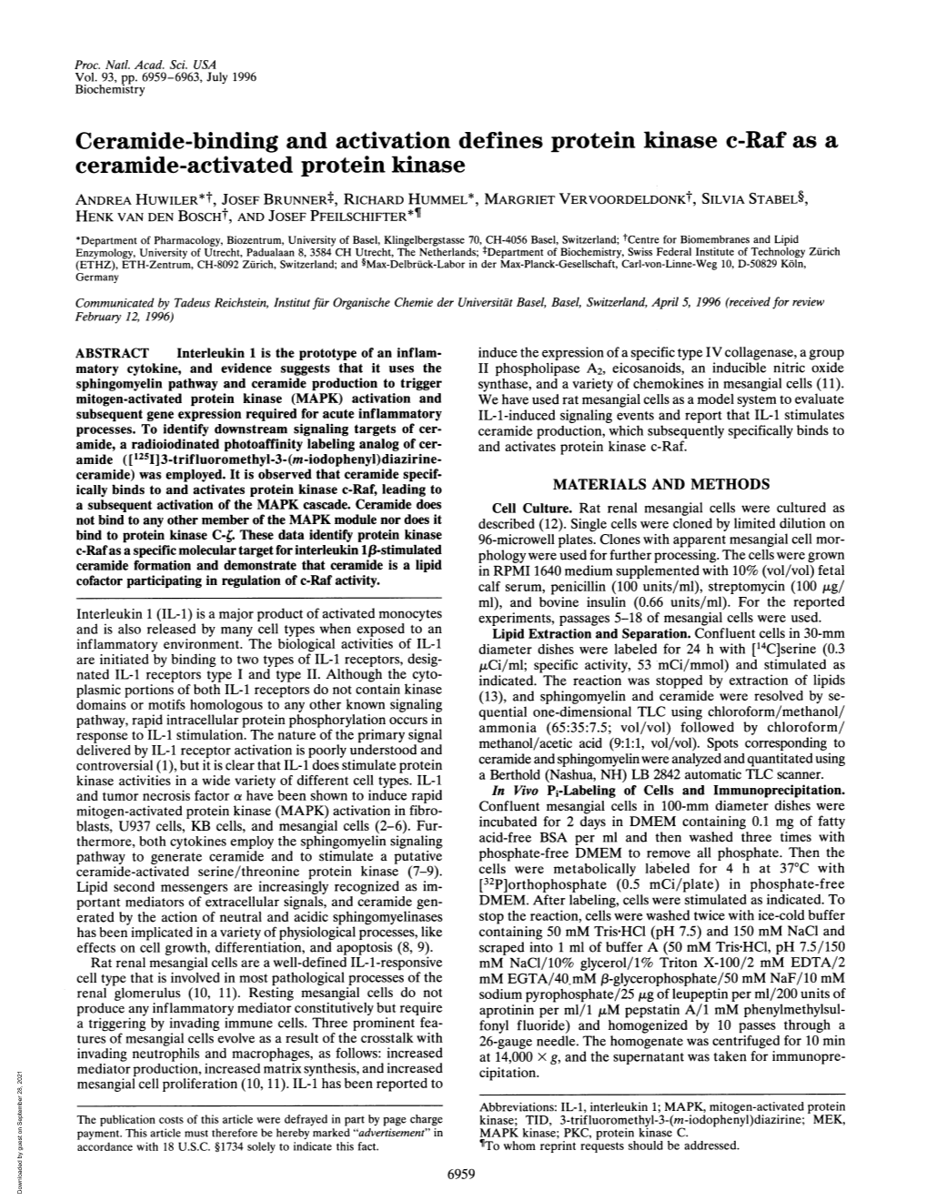 Ceramide-Activated Protein Kinase