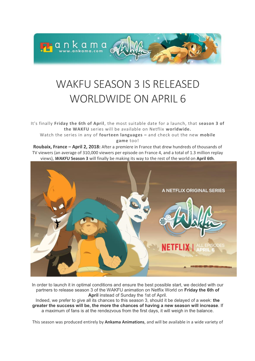 Wakfu Season 3 Is Released Worldwide on April 6