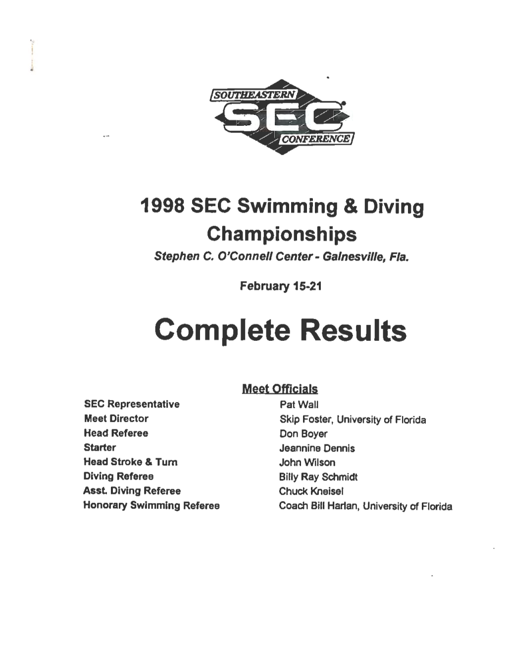 1998 SEC Swimming & Diving Championships