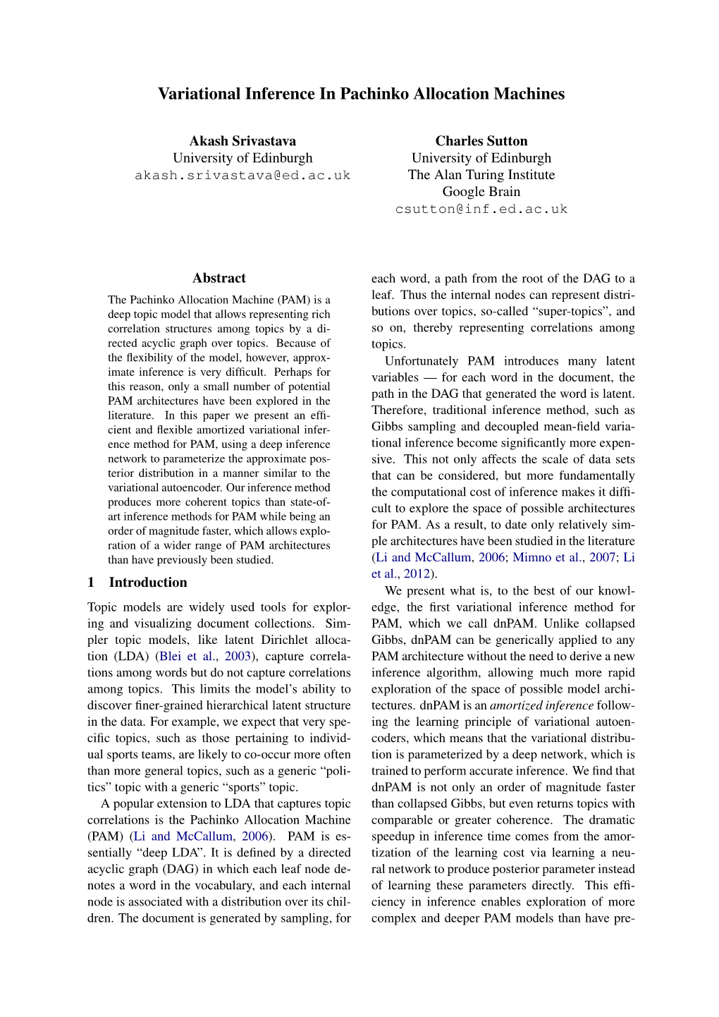 Variational Inference in Pachinko Allocation Machines