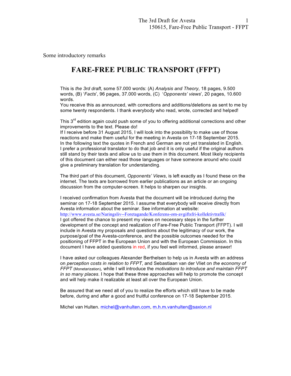 Fare-Free Public Transport (Ffpt)