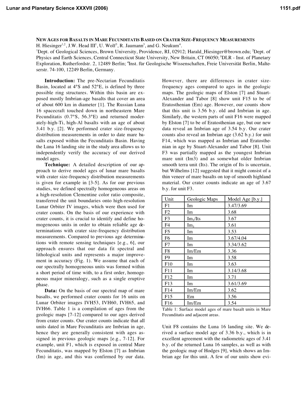 New Ages for Basalts in Mare Fecunditatis Based on Crater Size-Frequency Measurements H