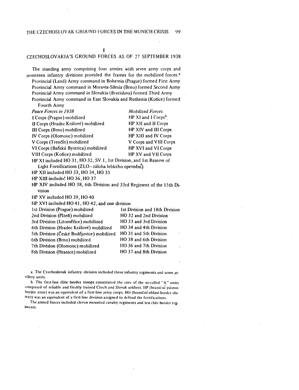 99 I Czechoslovakia's Ground Forces As of 27 September