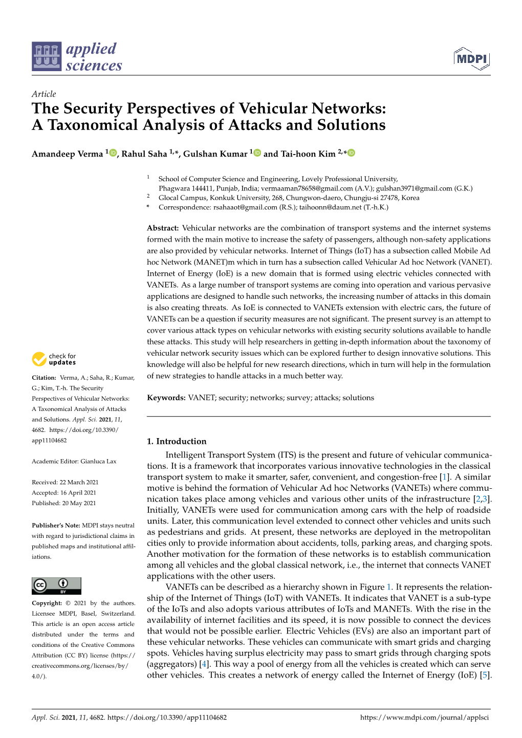 The Security Perspectives of Vehicular Networks: a Taxonomical Analysis of Attacks and Solutions