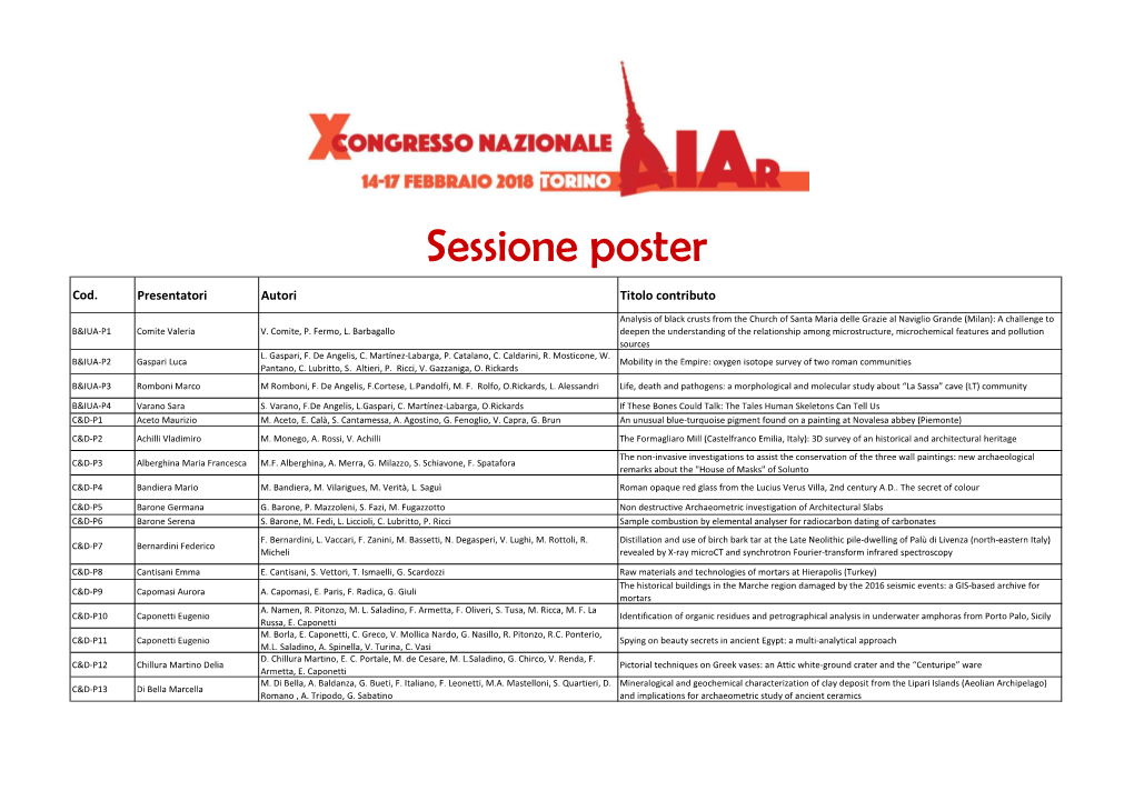 Sessione Poster