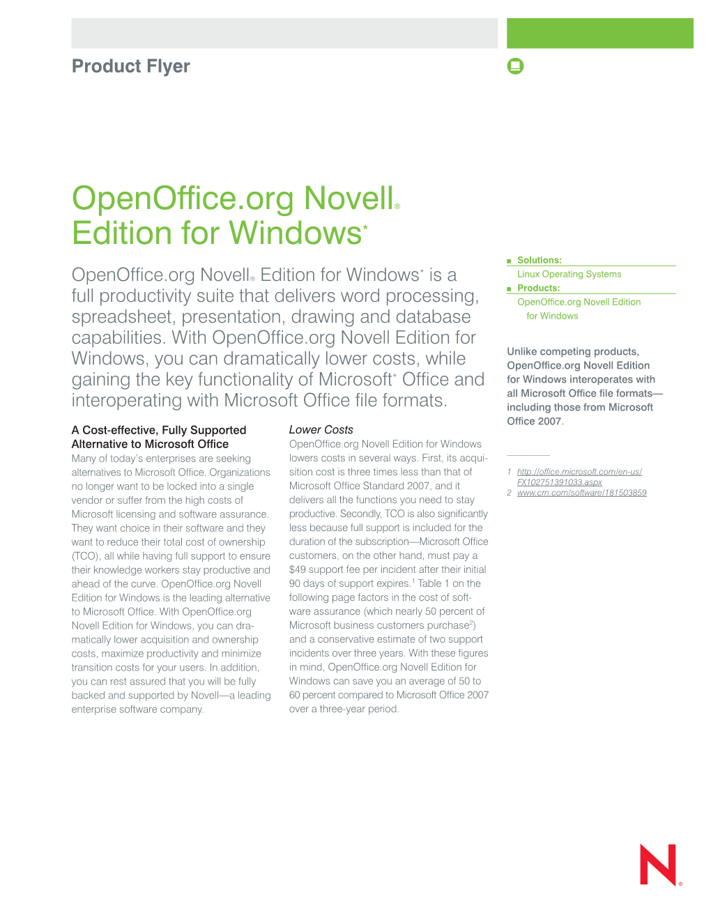 Openoffice.Org Novell® Edition for Windows*