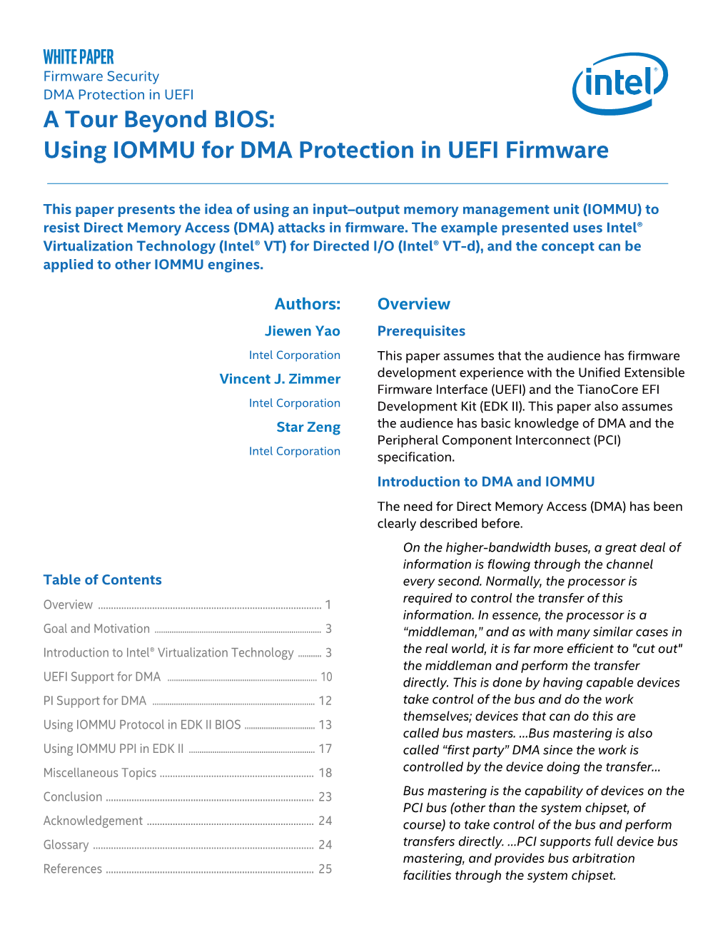 Using IOMMU for DMA Protection in UEFI Firmware