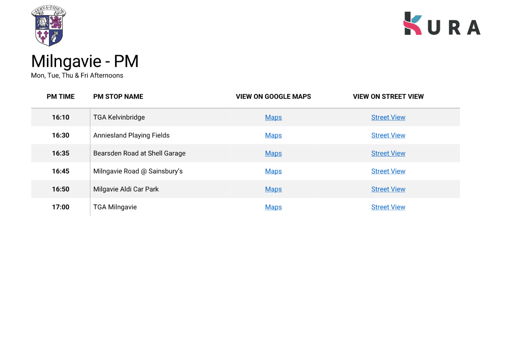 Milngavie - PM Mon, Tue, Thu & Fri Afternoons