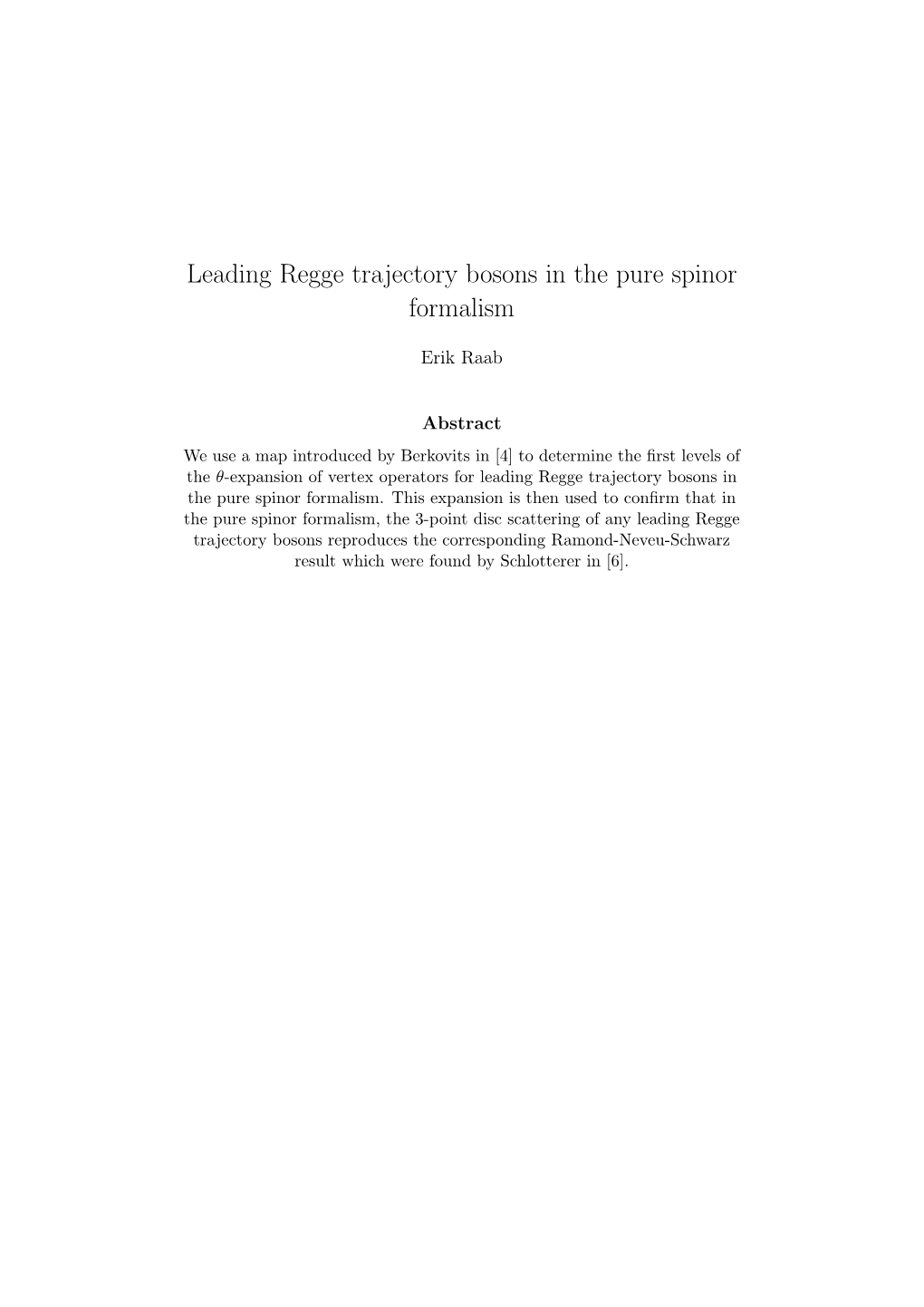 Leading Regge Trajectory Bosons in the Pure Spinor Formalism