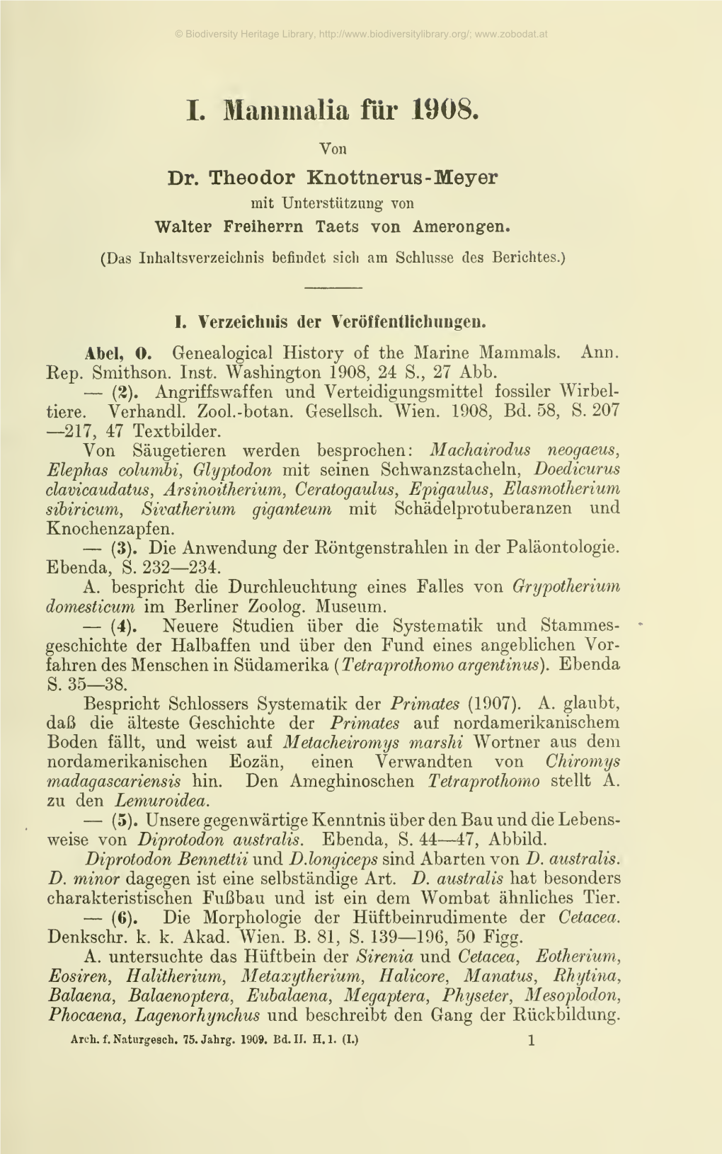 Archiv Für Naturgeschichte