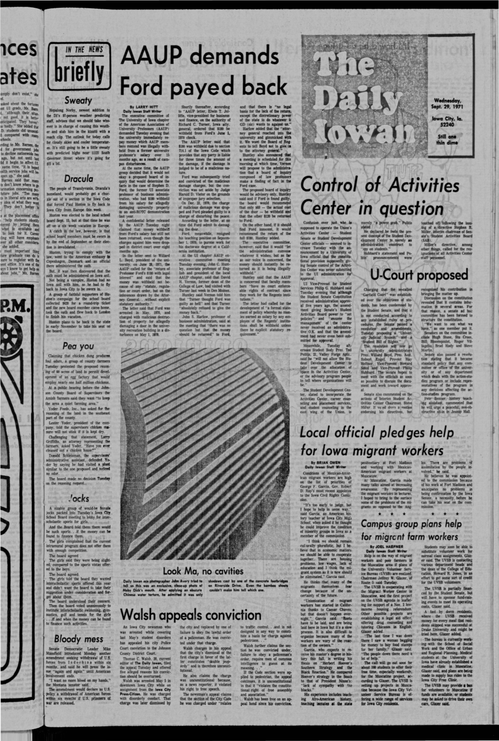 Daily Iowan (Iowa City, Iowa), 1971-09-29