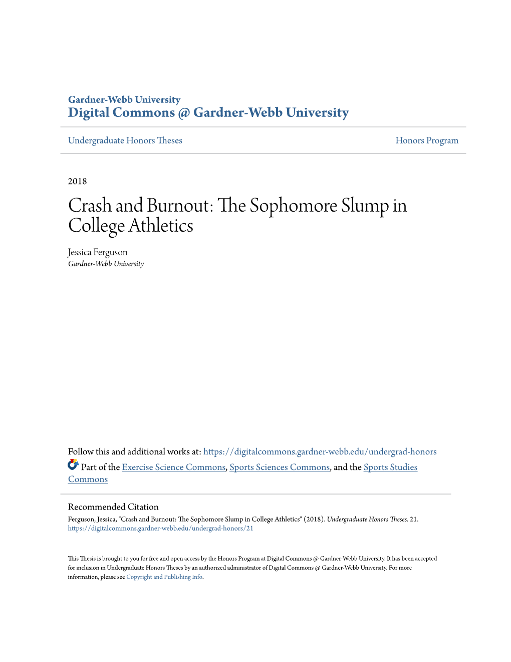 The Sophomore Slump in College Athletics