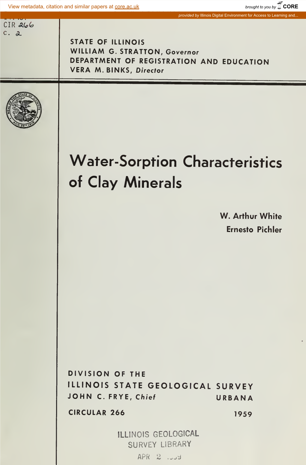 Water-Sorption Characteristics of Clay Minerals