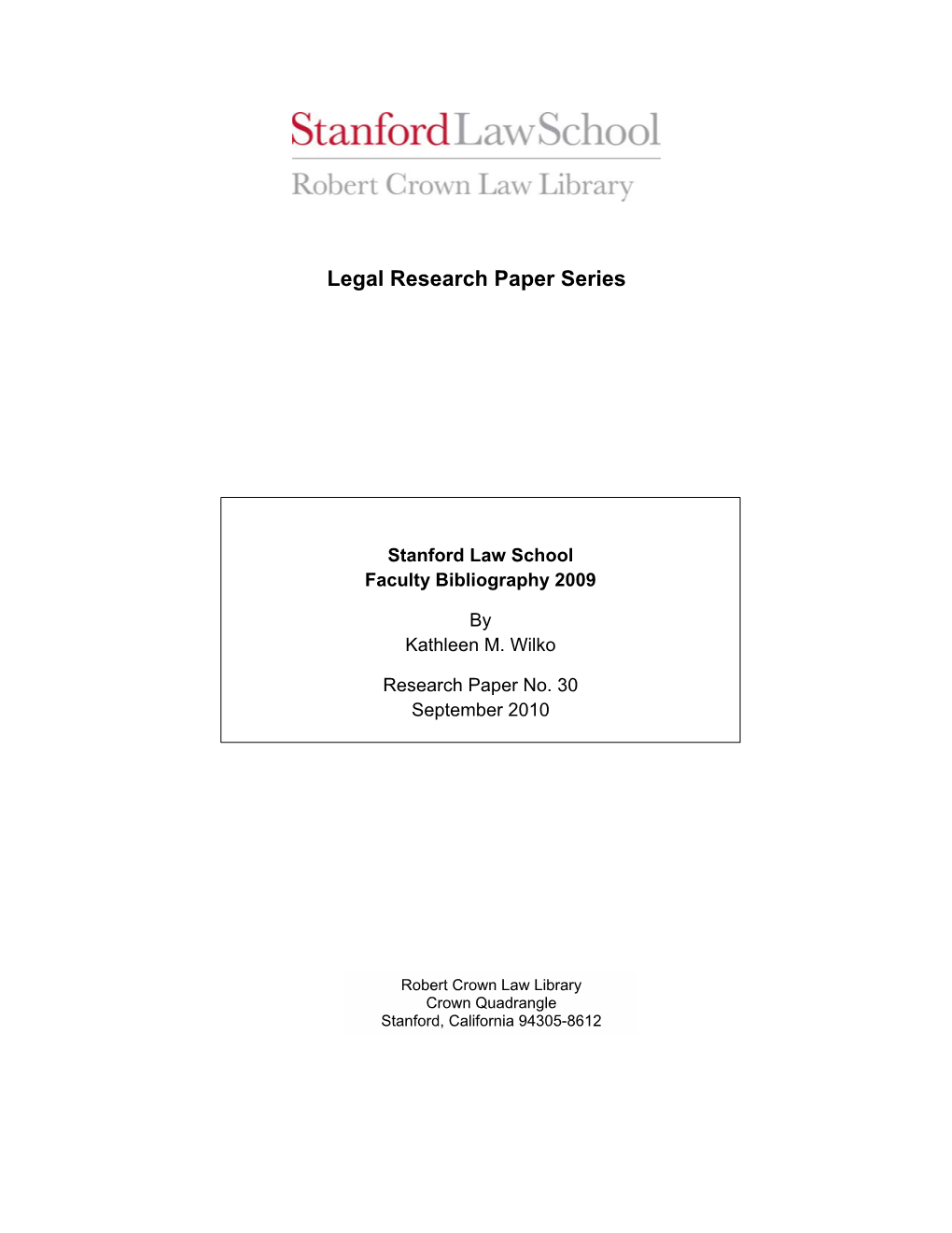 Legal Research Paper Series