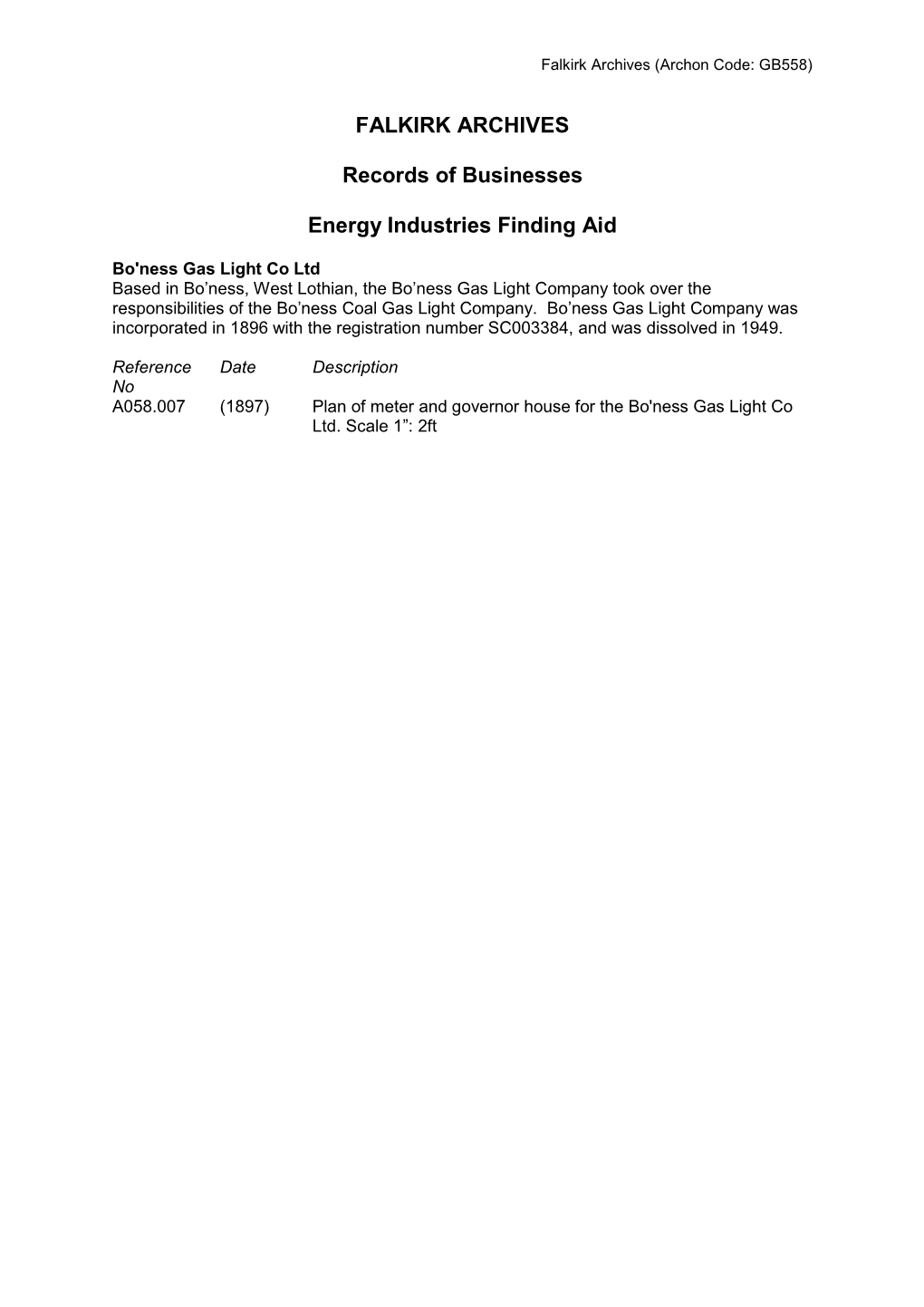Energy Industries Finding Aid