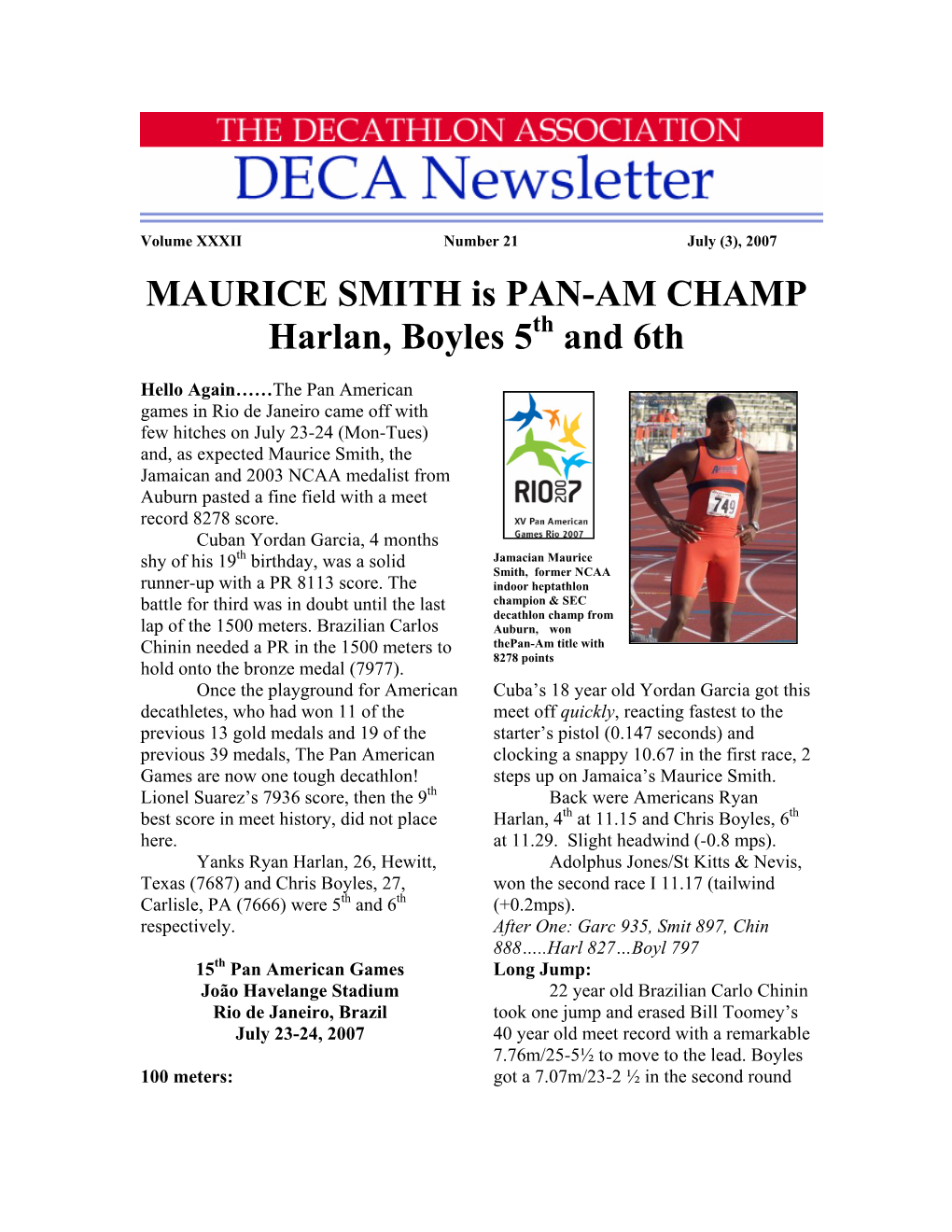 MAURICE SMITH Is PAN-AM CHAMP Harlan, Boyles 5 And