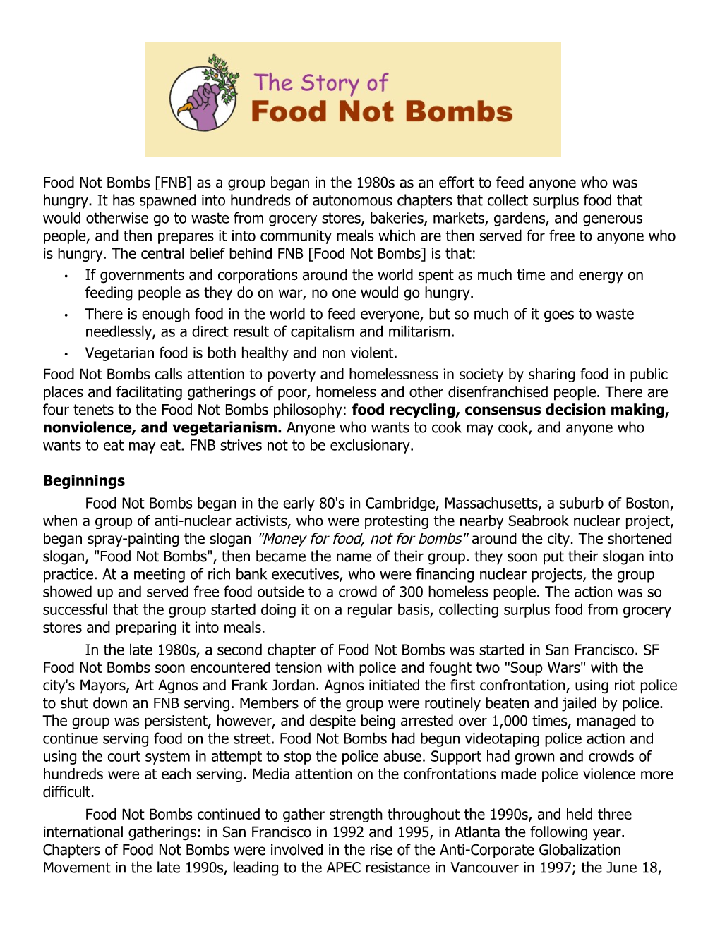 The Story of Food Not Bombs