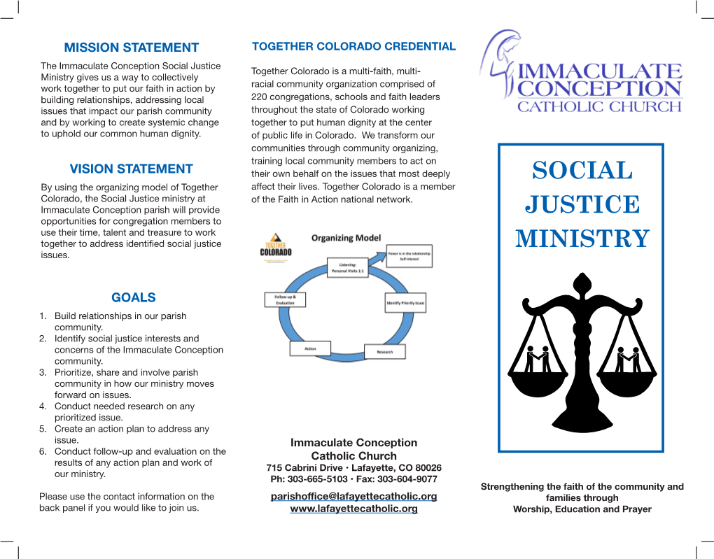 Social Justice Ministry at of the Faith in Action National Network