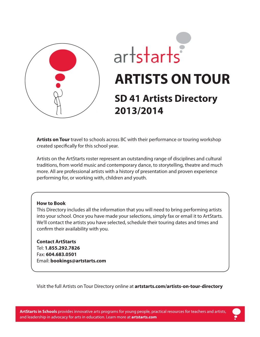 ARTISTS on TOUR SD 41 Artists Directory 2013/2014