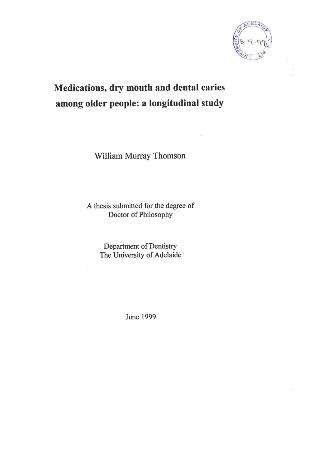 Medications, Dry Mouth and Dental Caries Among Older People: a Longitudinal Study